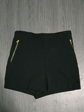 Forever 21 Black High-Waist Shorts with Gold Zipper Detail